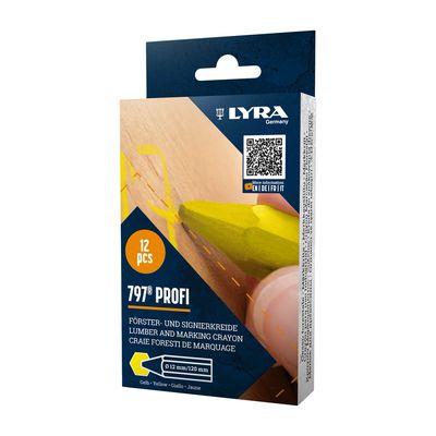 Craie de marquage à l’huile jaune 797® PROFI - Boite de 12 LYRA