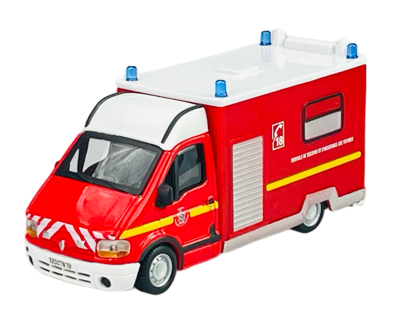Véhicule miniature sapeurs-pompiers VSAV Renault master 1/50 BBURAGO