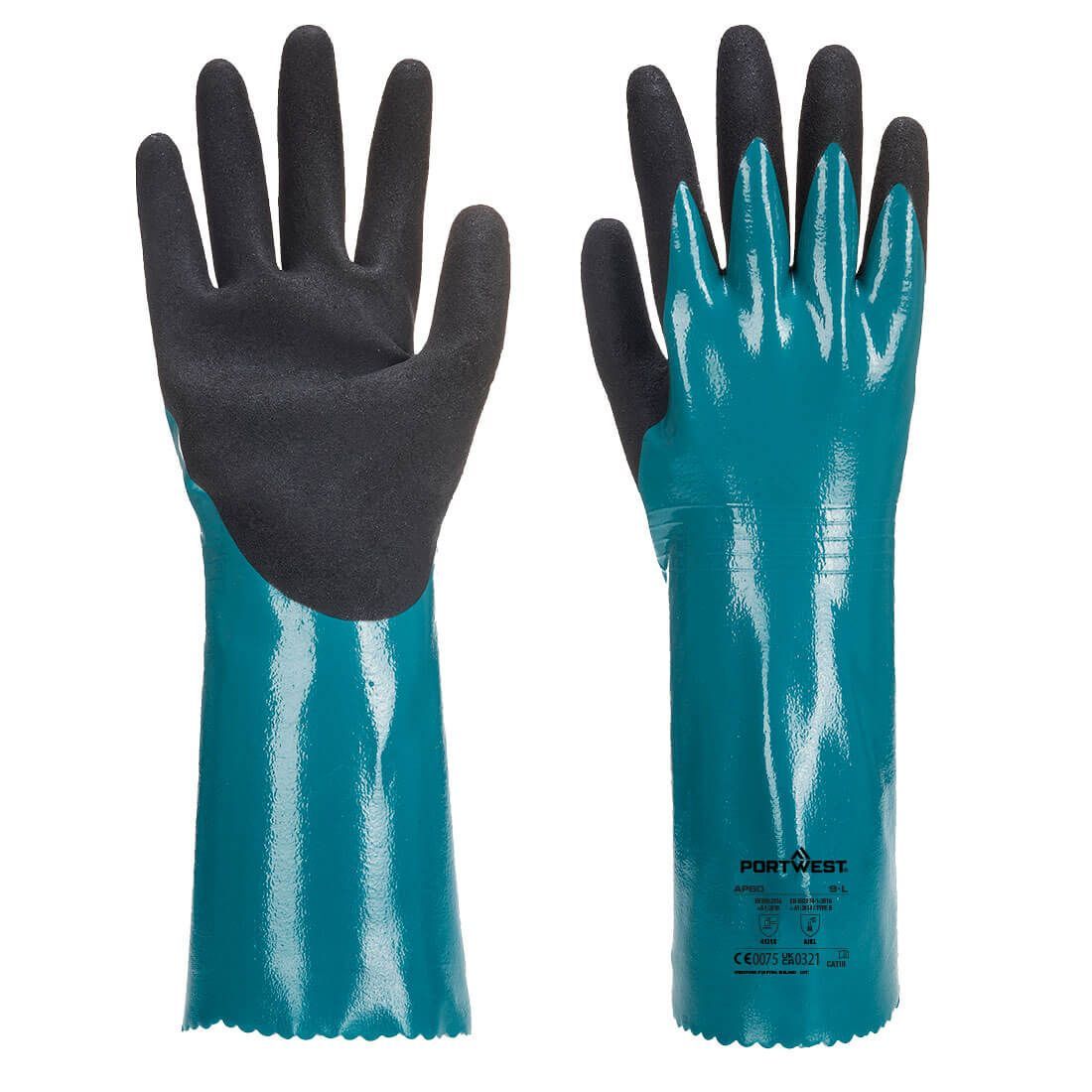 Gant manchette Sandy Grip Lite Bleu/Noir Portwest