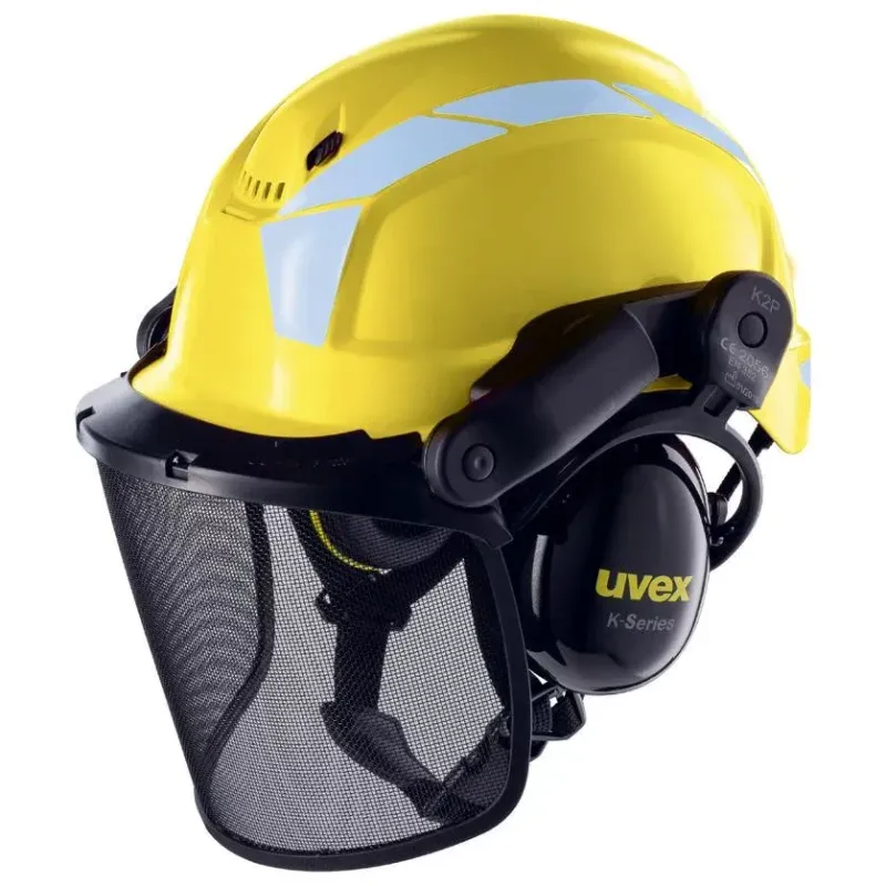 Casque de protection forestier pheos foresterie jaune UVEX