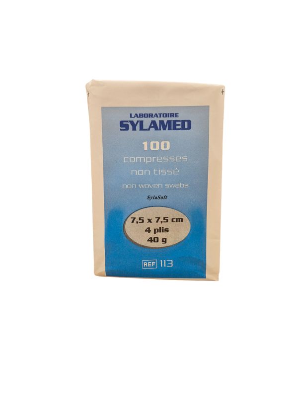 Compresse non tissée non stérile 7.5x7.5cm 40 g/m2 SYLASOFT carton de 50 sachets de 100 SYLAMED