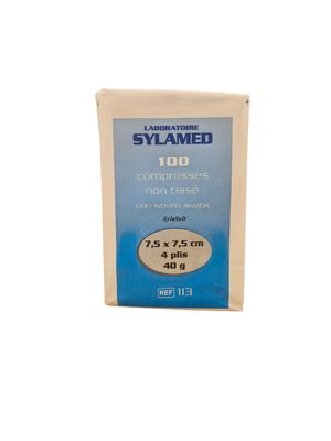 Compresse non tissée non stérile 7.5x7.5cm 40 g/m2 SYLASOFT carton de 50 sachets de 100 SYLAMED