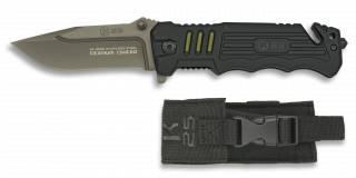 Couteau pliant noir K25 caoutchouc Lame 8.7 avec étui ALBAINOX