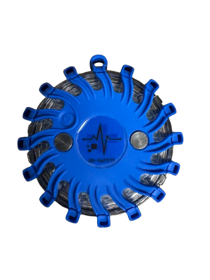 Balise de signalisation led bleue magnétique et rechargeable - bouton plat - BG-SAFETY