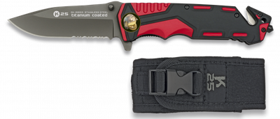 Couteau pliant K25 casque pompier rouge/noir Scie lame 9.2 Housse ALBAINOX Couteau pliant K25 casque pompier rouge/noir Scie lame 9.2 Housse ALBAINOX