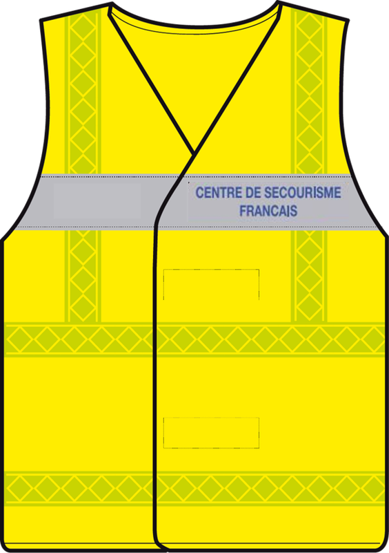 Gilet haute visibilité CFS CENTRE FRANCAIS DE SECOURISME jaune bandes jaunes microprisme CODUPAL