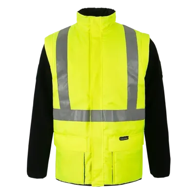 Gilet matelassé MAELIS B haute visibilité jaune manches amovibles CODUPAL Gilet matelassé MAELIS B haute visibilité jaune manches amovibles CODUPAL