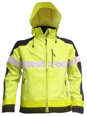 Veste softshell haute visibilité jaune avec capuche REGAIN Veste softshell haute visibilité jaune avec capuche REGAIN