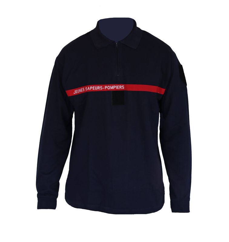 Polo manches longues col montant fermeture à zip type B Jeunes sapeurs-pompiers JSP 100% coton BG-SAFETY