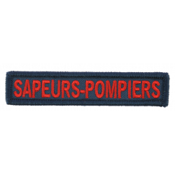 Bande patronymique drap bleu broderie SAPEURS-POMPIERS rouge bords bourdon BG-SAFETY