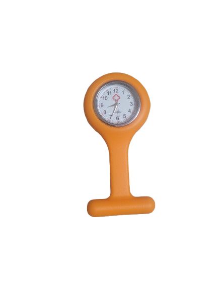 Montre infirmière silicone orange ronde - DÉSTOCKAGE