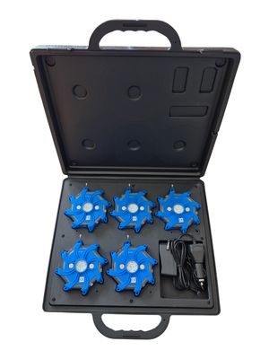 Valise de 5 balises led bleu synchronisées magnétique et rechargeable BG-SAFETY