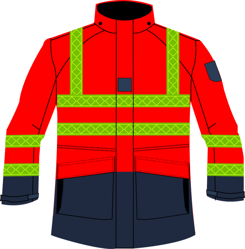 Parka / veste de pluie haute visibilité flocage SAPEURS-POMPIERS ALEX/HV2 CODUPAL -  DÉSTOCKAGE