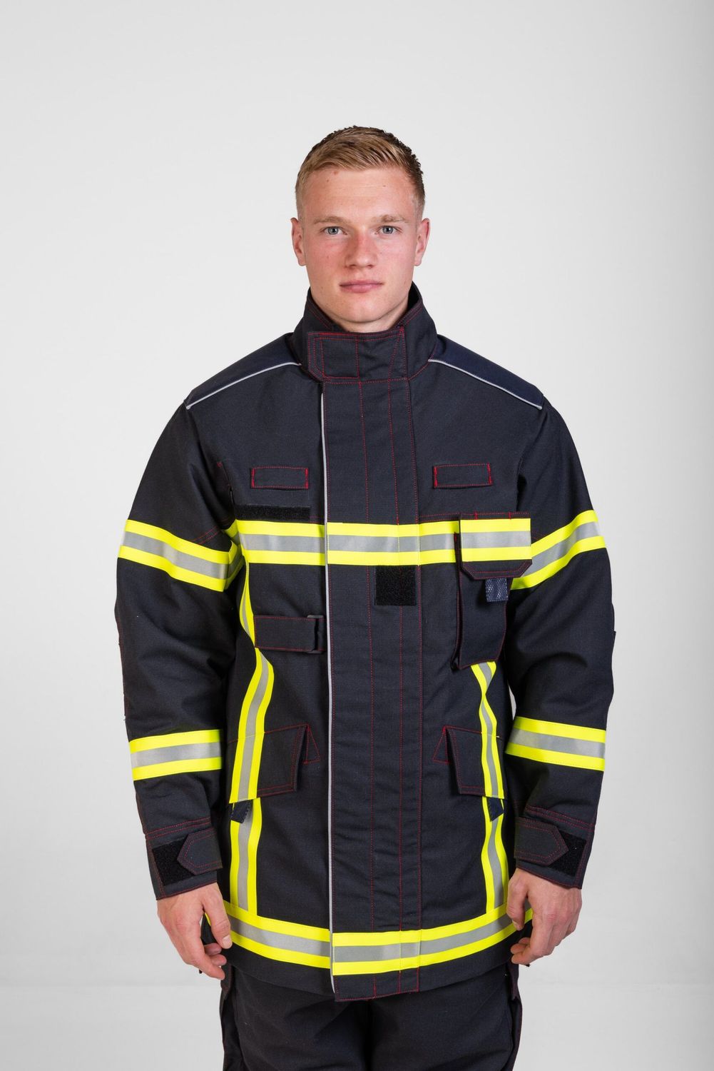 Veste d'intervention textile sapeurs-pompiers niveau 2 courte ALPHA bleu bandes microbilles triple trim MARTINAS Veste d'intervention textile sapeurs-pompiers niveau 2 courte ALPHA bleu bandes microbilles triple trim MARTINAS