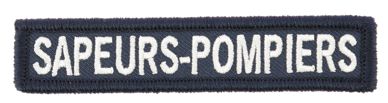 Bande patronymique drap bleu broderie SAPEURS-POMPIERS blanc bords bourdon BG-SAFETY