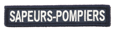 Bande patronymique drap bleu broderie SAPEURS-POMPIERS blanc bords bourdon BG-SAFETY Bande patronymique drap bleu broderie SAPEURS-POMPIERS blanc bords bourdon BG-SAFETY