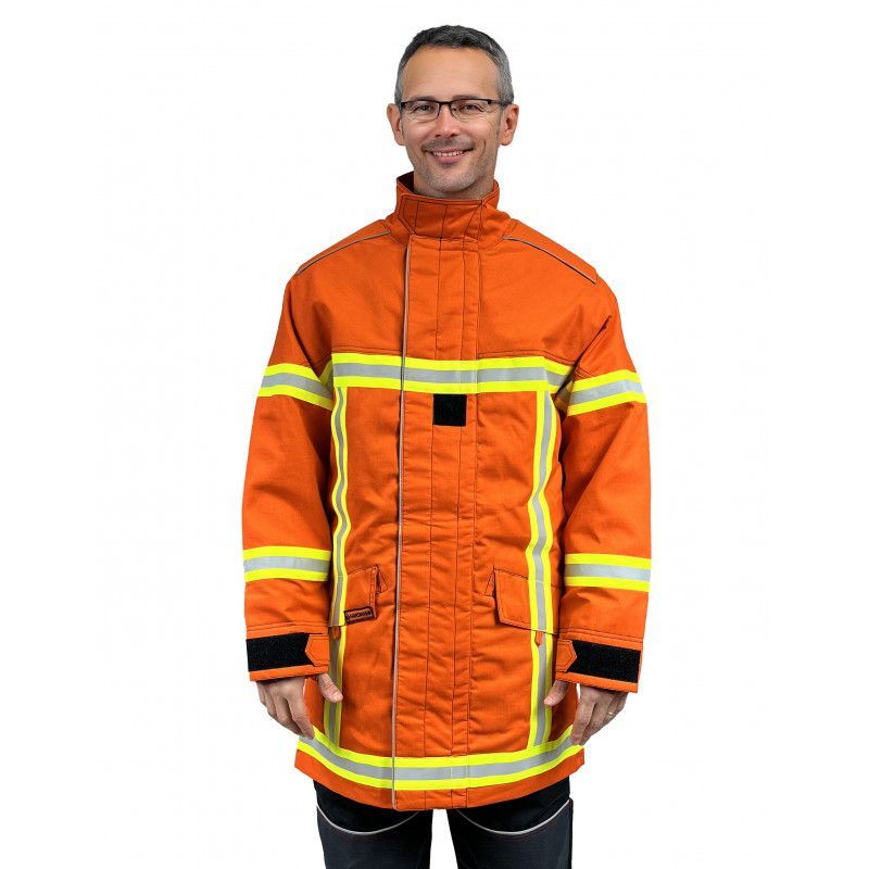 Veste d'intervention textile sapeurs-pompiers niveau 2 GAMMA orange bandes microbilles Triples Trim MARTINAS Veste d'intervention textile sapeurs-pompiers niveau 2 GAMMA orange bandes microbilles Triples Trim MARTINAS