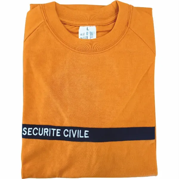T-shirt 100% coton orange bande bleu réserve communale de sécurité civile RCSC BG-SAFETY