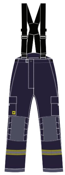 Pantalon d'intervention textile sapeurs-pompiers niveau 2 bleu marine bandes triple trim segmentées avec membrane VIKING