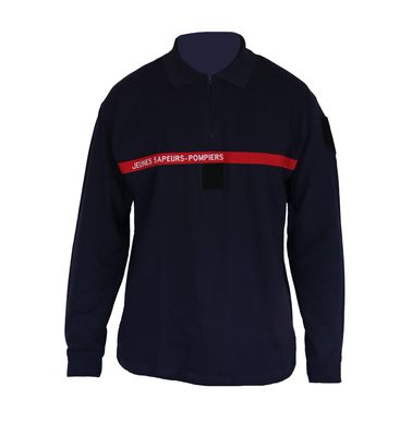 Polo manches longues type B jeunes sapeurs-pompiers / JSP  100% coton col en côte 1x1 zip BG-SAFETY