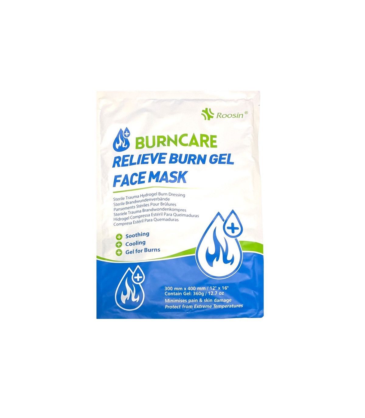 Masque facial compresse hydrogel gel soins brûlures 30x40cm - à l'unité - BURNCARE ROOSIN Masque facial compresse hydrogel gel soins brûlures 30x40cm - à l'unité - BURNCARE ROOSIN