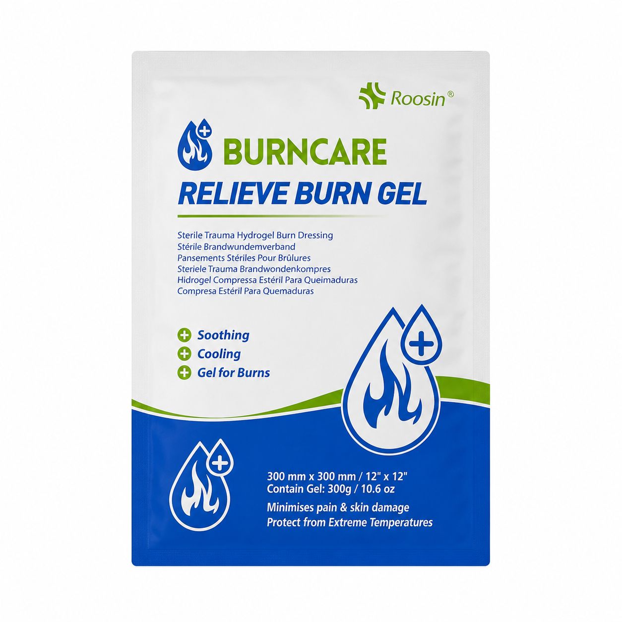 Compresse hydrogel gel soins brûlures 30x30cm - à l'unité - BURNCARE ROOSIN Compresse hydrogel gel soins brûlures 30x30cm - à l'unité - BURNCARE ROOSIN