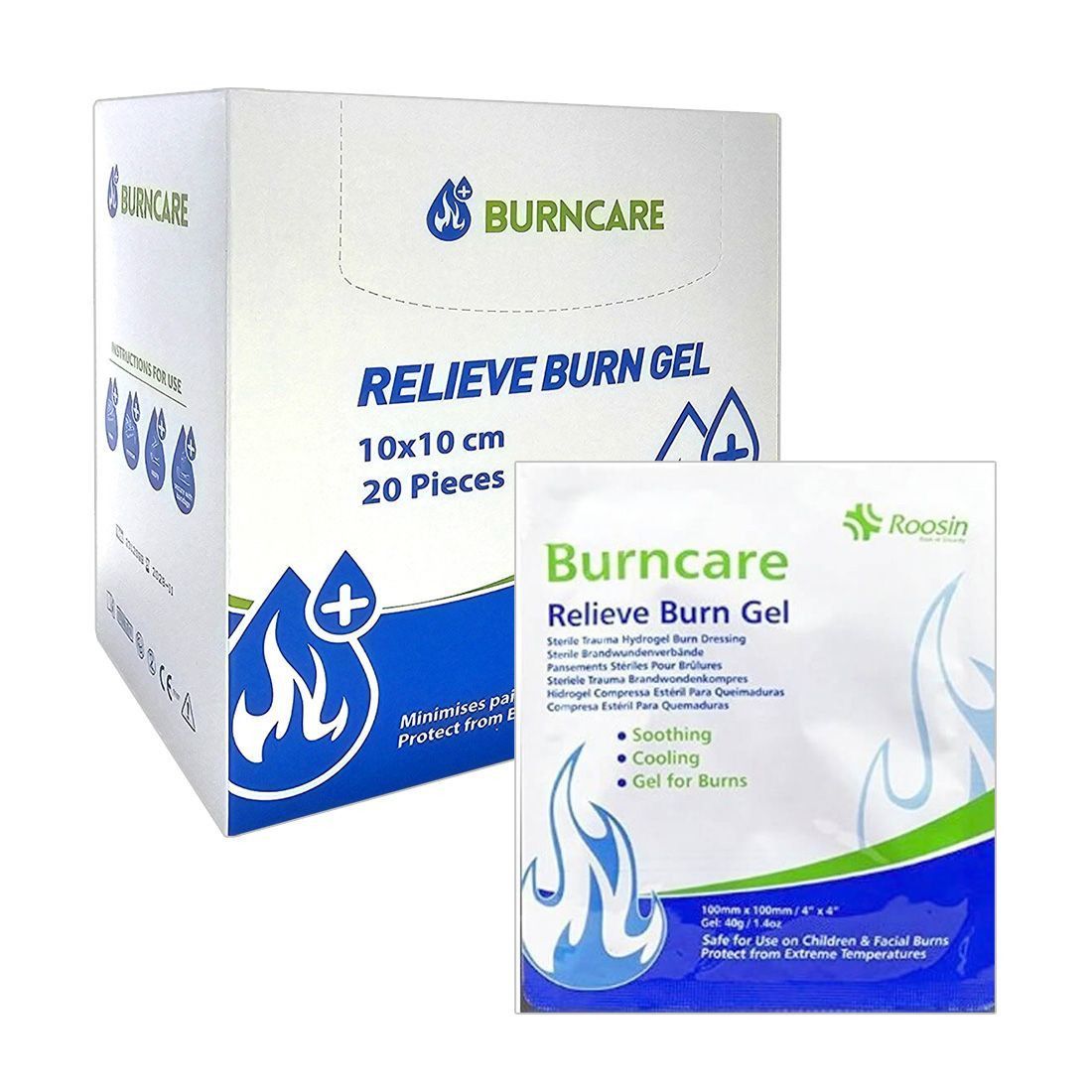 Compresse hydrogel gel soins brûlures 10x10cm - boite de 20 pièces - BURNCARE ROOSIN Compresse hydrogel gel soins brûlures 10x10cm - boite de 20 pièces - BURNCARE ROOSIN