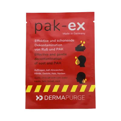 Décontaminant cutané hygiène opérationnelle pour suie et HAP incendie sapeurs-pompiers PAK-EX - carton de 50 sachets DERMAPURGE