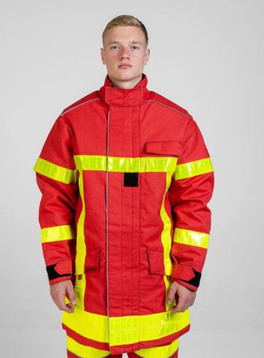 Veste d'intervention textile sapeurs-pompiers niveau 2 SIGMA ROUGE bandes reflexite SSLIA MARTINAS