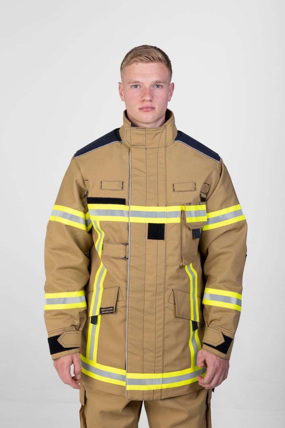 Veste d'intervention textile sapeurs-pompiers niveau 2 courte ALPHA gold bandes microbilles triple trim MARTINAS