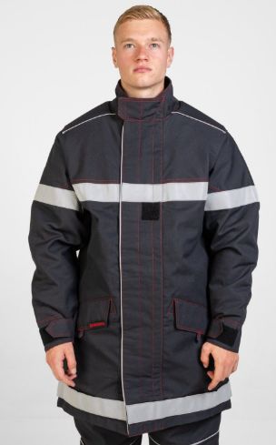 Veste d'intervention textile sapeurs-pompiers niveau 2 GAMMA bleu marine bandes microbilles grises MARTINAS
