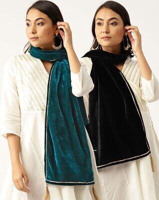 Black Velvet Scarf &amp; Green Velvet Scarf