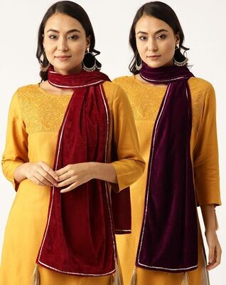Maroon Velvet Scarf &amp; Purple Velvet Scarf