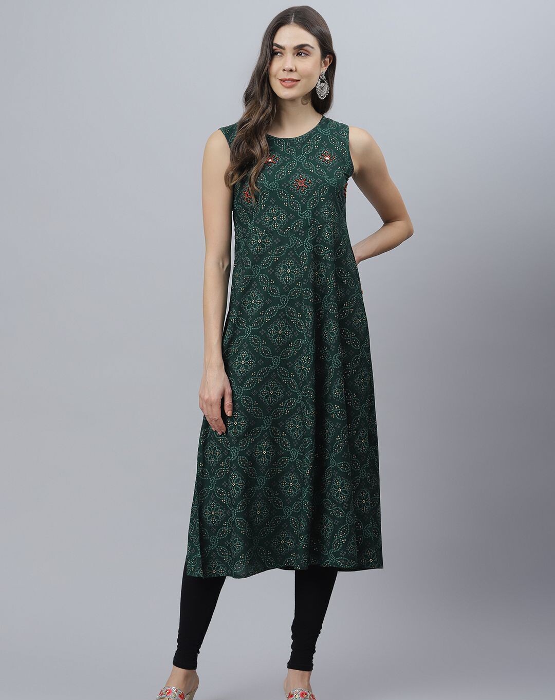 Bandhani Print Rayon Flared Kurta