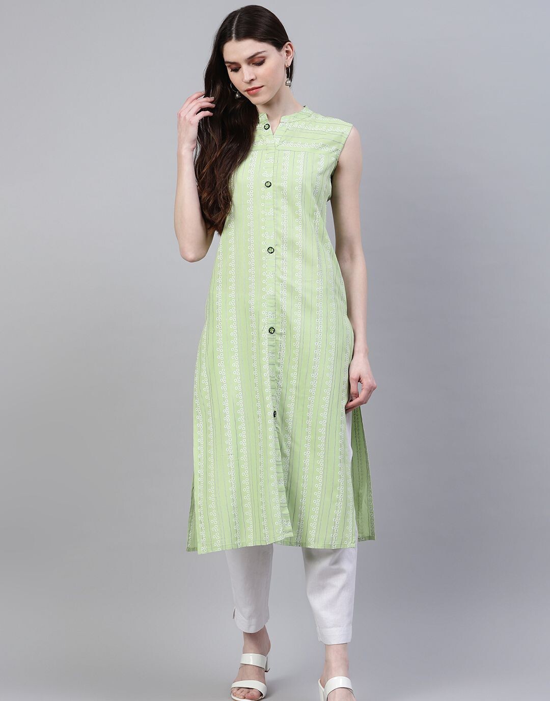 Striped Rayon Straight Kurta