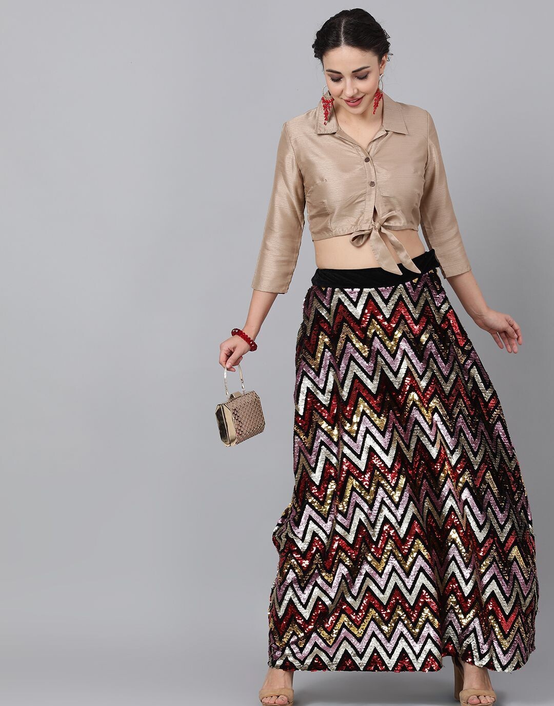 Multicolored Embellished Lehenga With Blouse