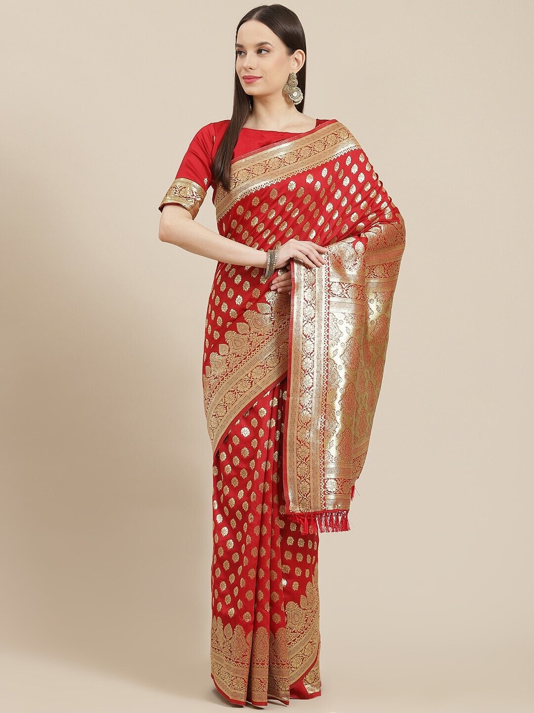 Red &amp; Gold Banarasi Saree