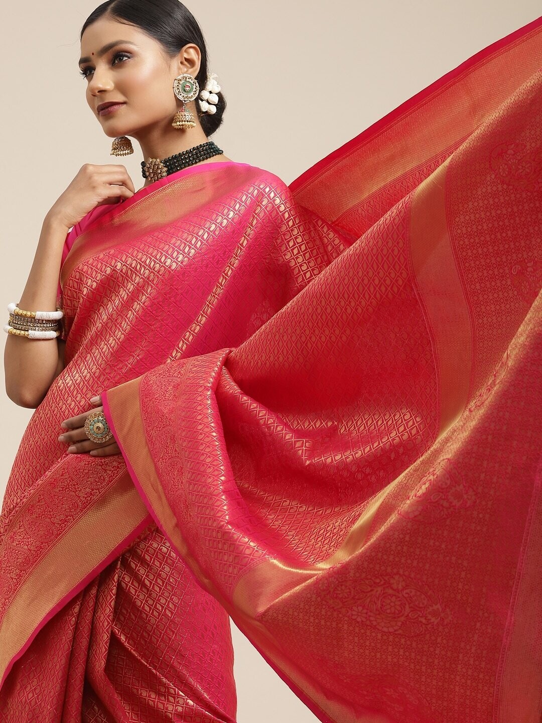 Pink Paisley Kanjeevaram Saree