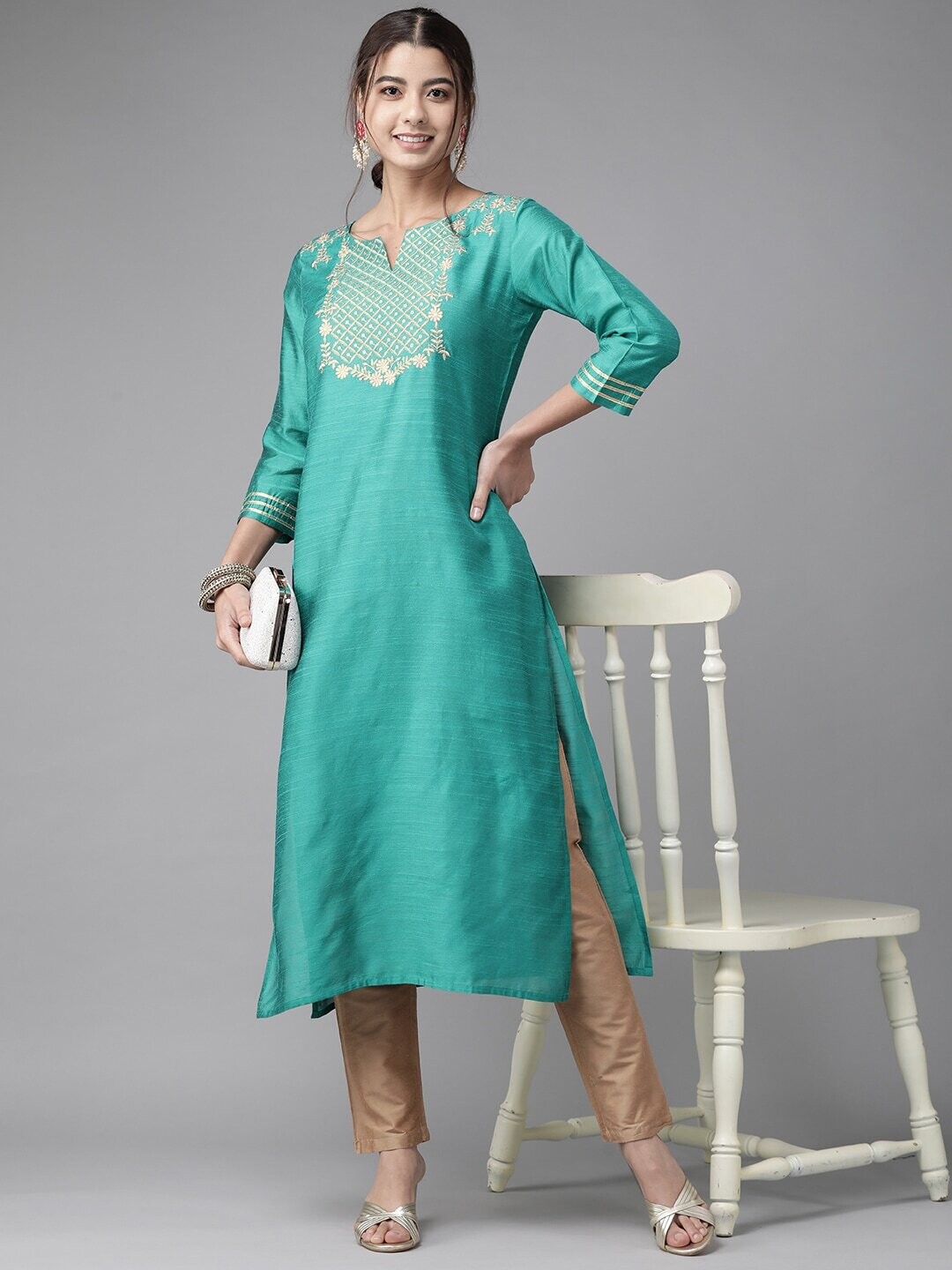 Sea Green Yoke Design Kurta