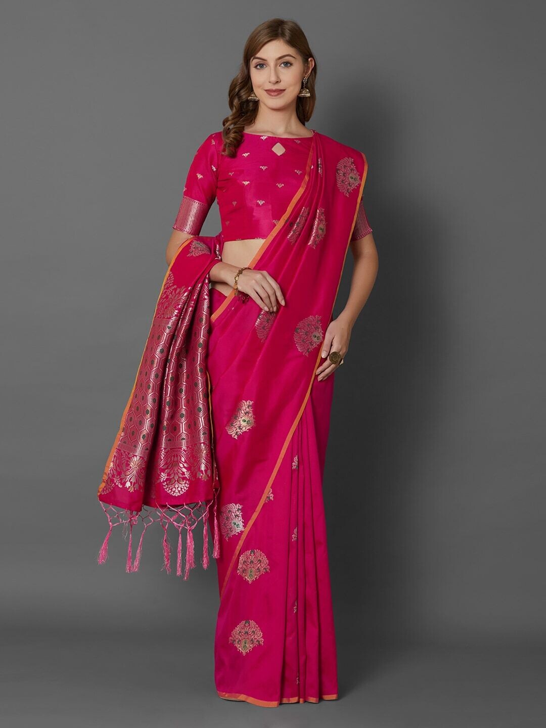 Pink &amp; Gold Banarasi Saree
