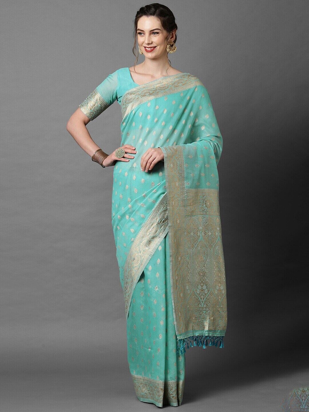 Sky Blue Banarasi Saree
