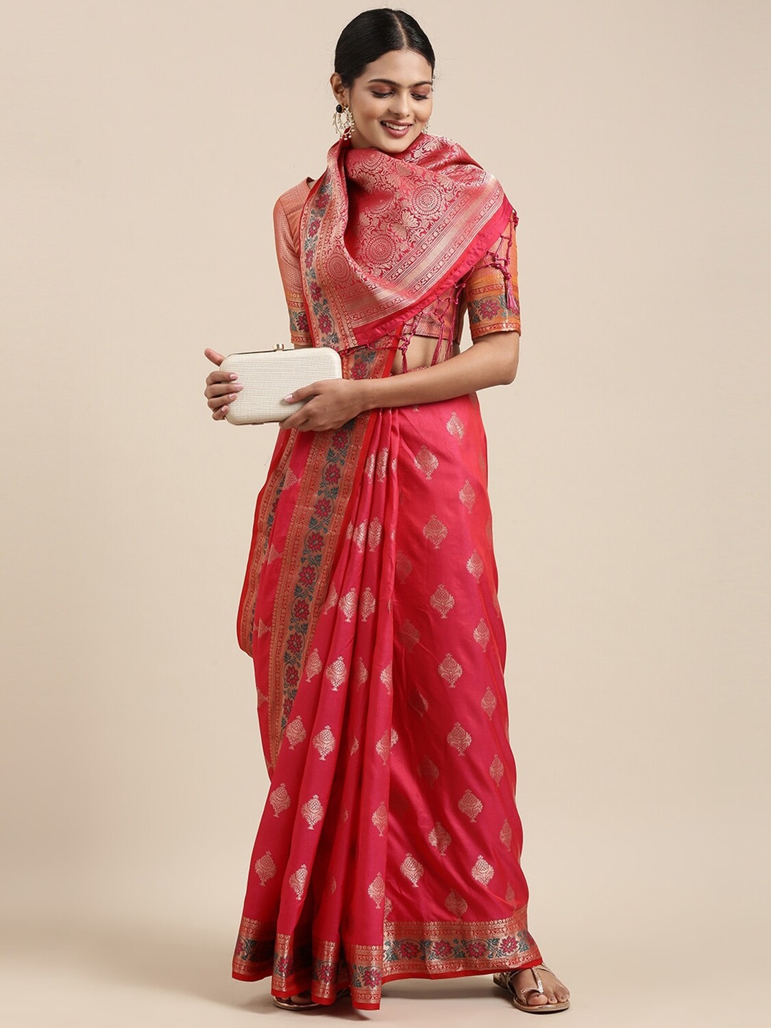 Red Party Wear Silk Saree