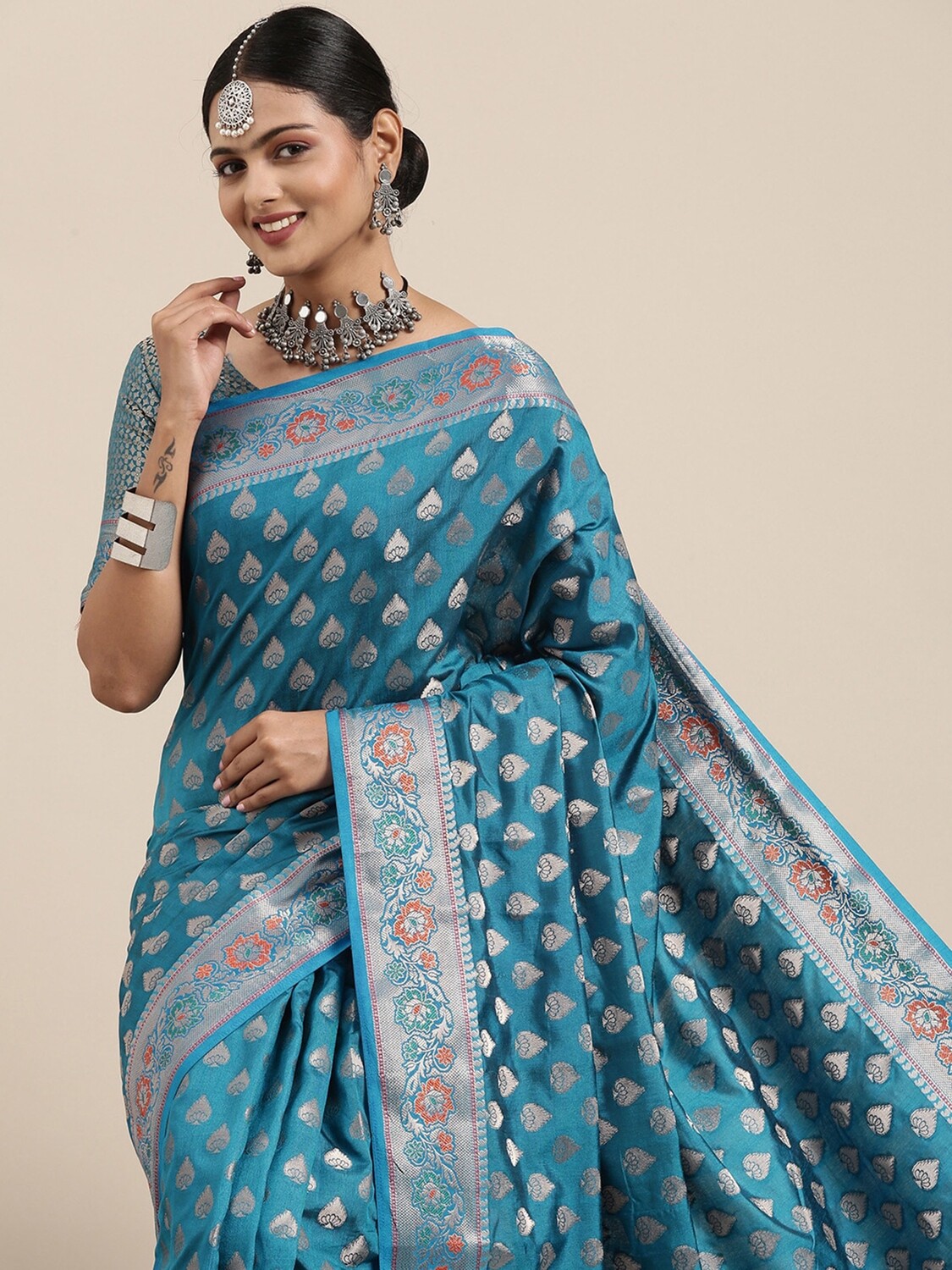 Blue Party Wear Silk Saree