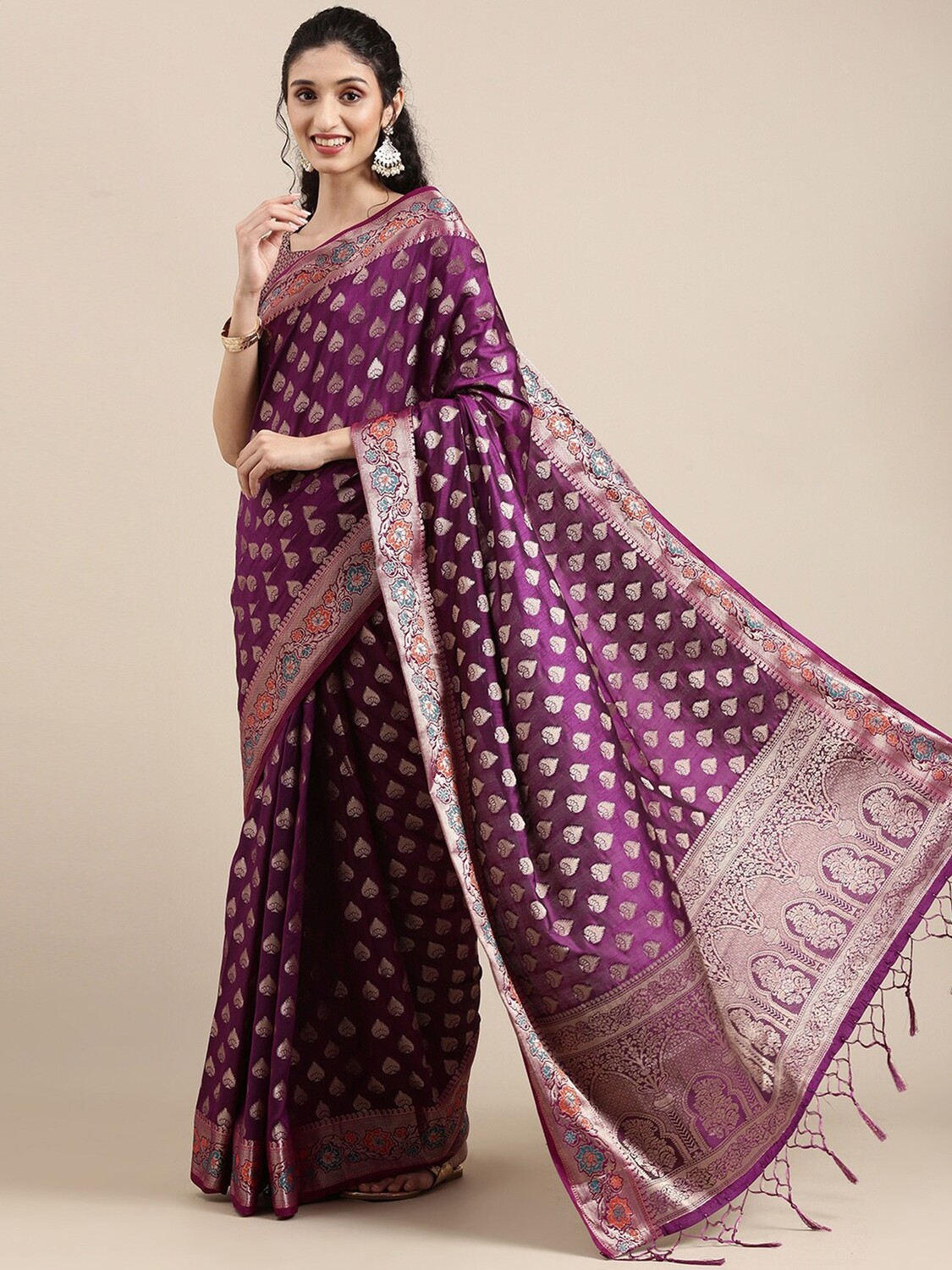 Purple Party Wear Silk Saree
