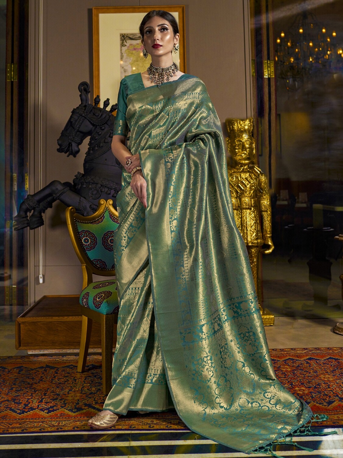 Green Soft Silk Designer Saree