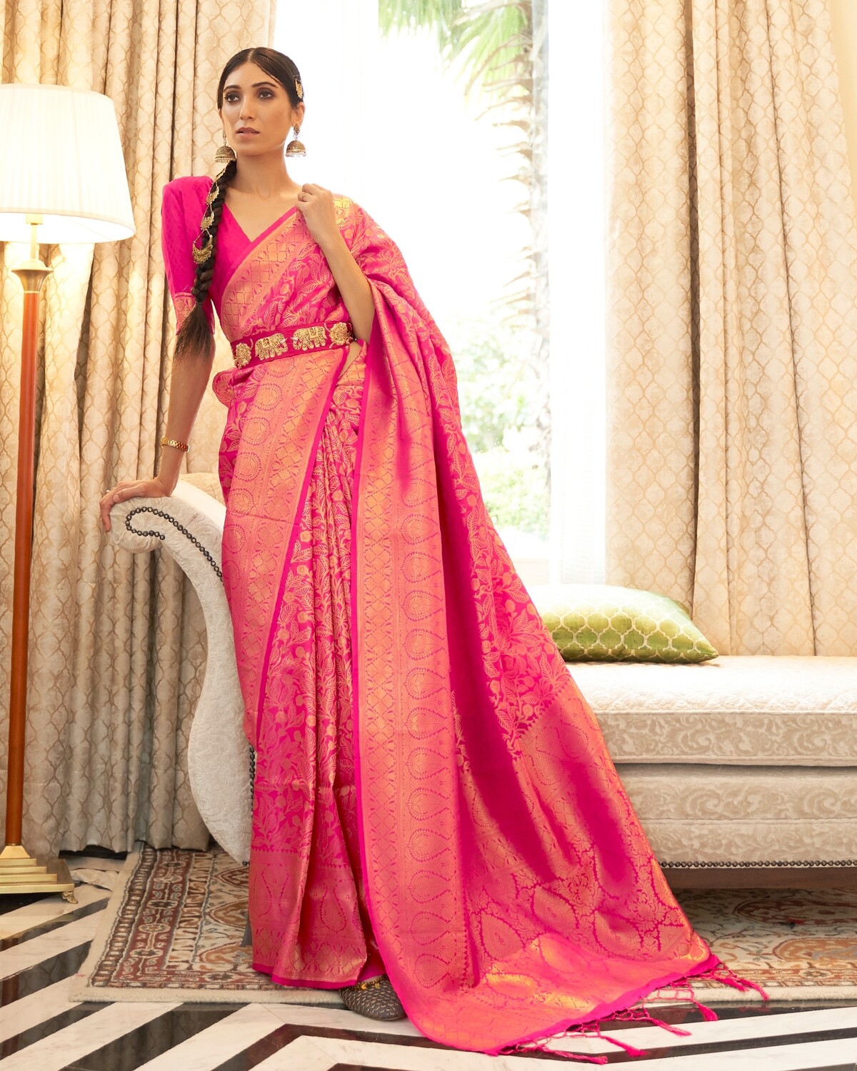 Royal Pink Handloom Silk Saree
