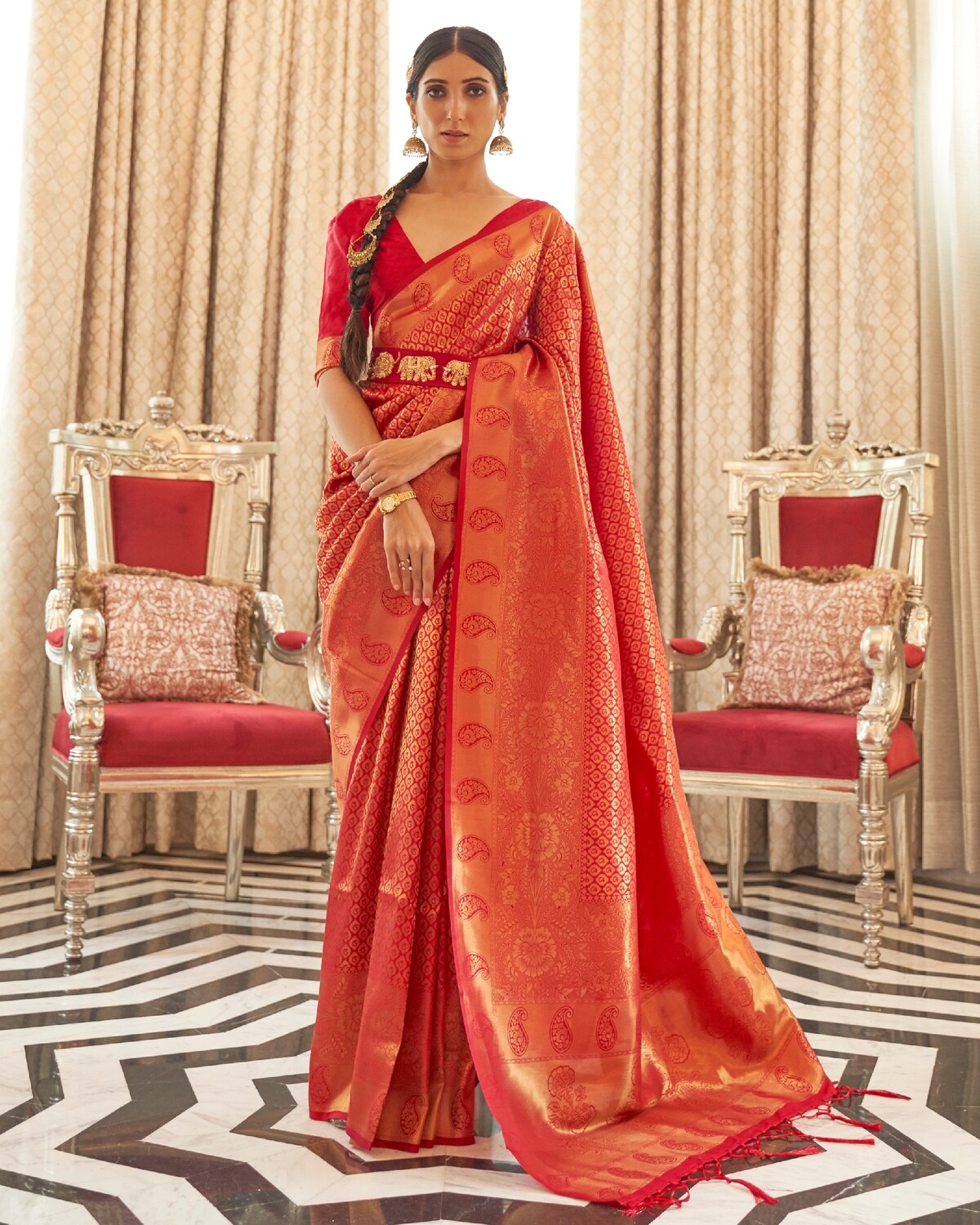 Red Handloom Silk Saree