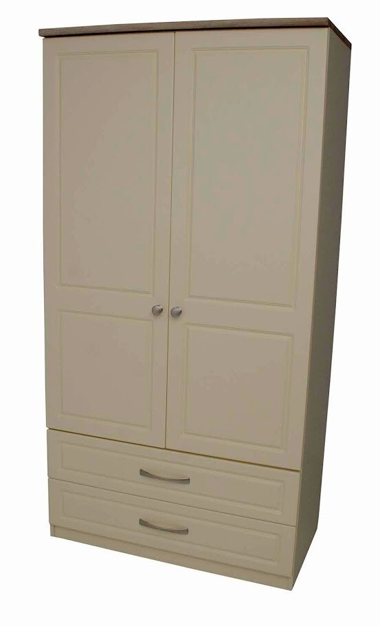Milano Oak and Cream 3ft Two Drawer Robe