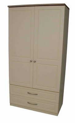 Milano Oak and Cream 3ft Two Drawer Robe