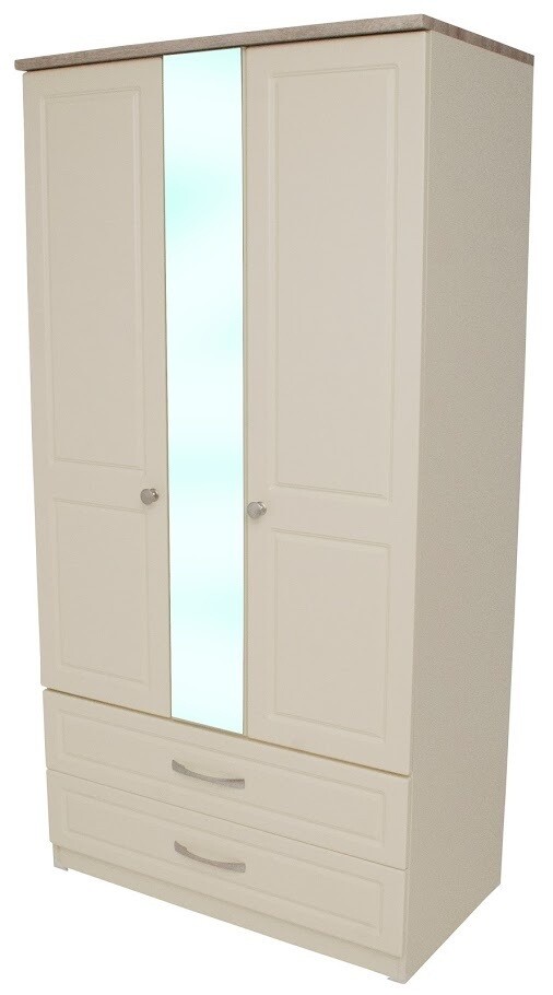 Milano Oak and Cream 3ft Two Drawer Robe Centre Mirror
